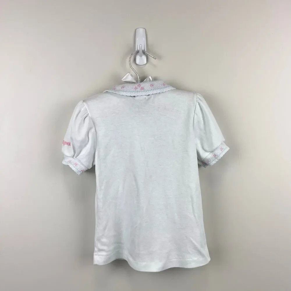 Vintage OshKosh B'gosh Short Sleeve White Flower Top 4T USA